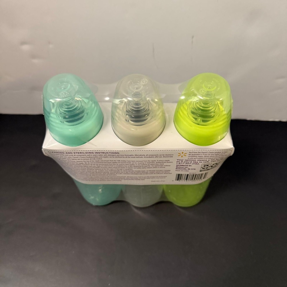 Parent's Choice 3 Pack Bottles 9 oz 0+ Months Slow Flow BPA Free - Picture 2 of 7
